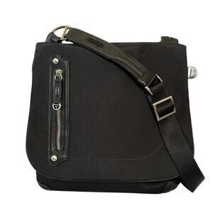 Tumi Black Nylon Leather Trim Crossbody Travel Messenger Bag